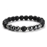 TWO-STONE BRACELET WITH BLACK LAVA STONE AND HEMATITE