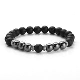 TWO-STONE BRACELET WITH MATT BLACK AGATE AND HEMATITE