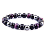 THREE-STONE BRACELET WITH BYZANTIUM TIGER EYE, HEMATITE AND BLACK ONYX