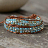 CRYSTAL RHINESTONE LAYERED LEATHER WRAP BRACELET