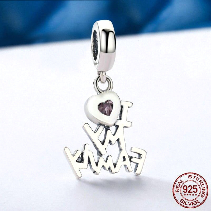 I LOVE MY FAMILY Sterling Silver Charm
