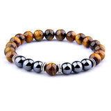 TWO-STONE BRACELET WITH TIGER EYE AND HEMATITE