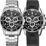 Christophe Duchamp Marine Chrono II - Black Dial & 316L Stainless Steel & FKM Rubber Strap