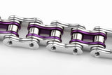 Silver/Purple Motorcycle Chain and Link Bracelet