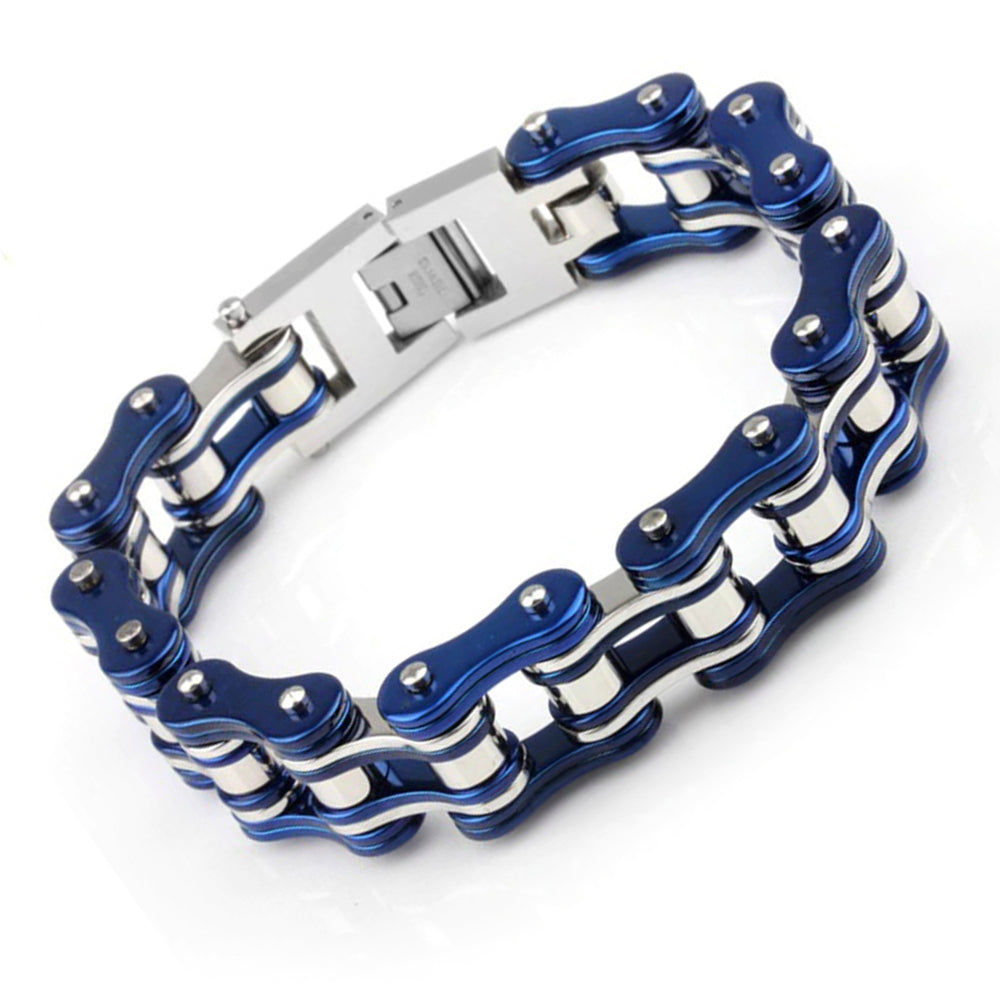 Blue/Silver Motorcycle Chain Bracelet