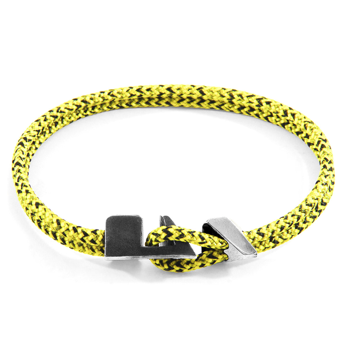 Yellow Noir Brixham Silver and Rope Bracelet
