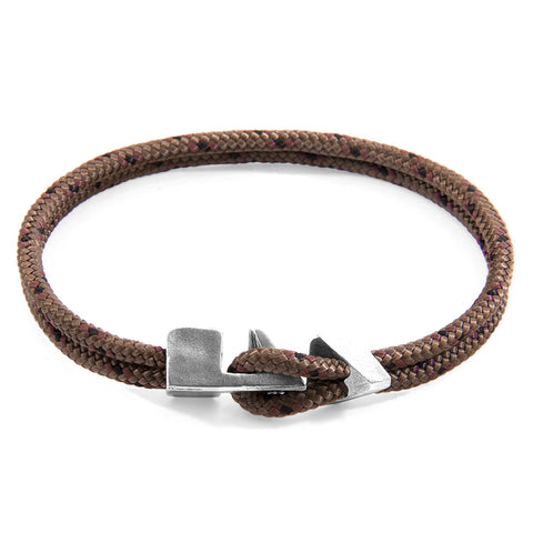 Brown Brixham Silver and Rope Bracelet