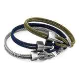 Khaki Green Brixham Silver and Rope Bracelet