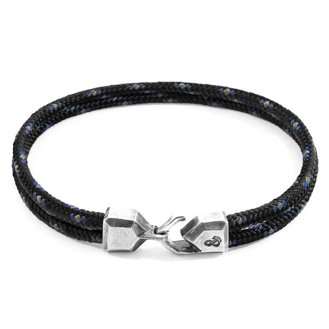 Black Cromer Silver and Rope Bracelet