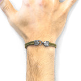 Khaki Green Cromer Silver and Rope Bracelet
