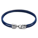 Navy Blue Cromer Silver and Rope Bracelet