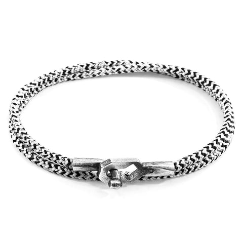 White Noir Tenby Silver and Rope Bracelet