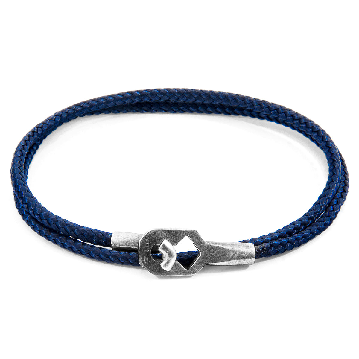 Navy Blue Tenby Silver and Rope Bracelet
