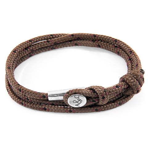 Brown Dundee Silver and Rope Bracelet