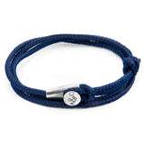 Navy Blue Dundee Silver and Rope Bracelet