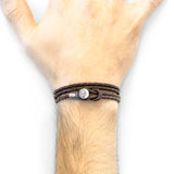 Dark Brown Dundee Silver and Braided Leather Bracelet
