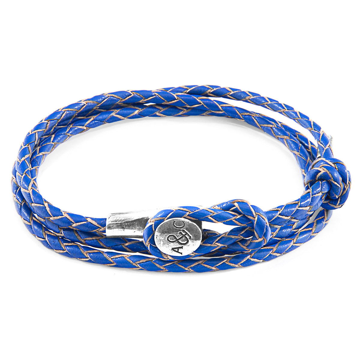 Royal Blue Dundee Silver and Braided Leather Bracelet