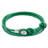 Fern Green Dundee Silver and Braided Leather Bracelet