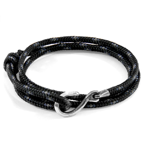 Black Heysham Silver & Rope Bracelet