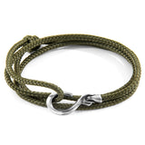 Khaki Green Heysham Silver & Rope Bracelet