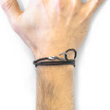 Coal Black Heysham Silver and Braided Leather Bracelet
