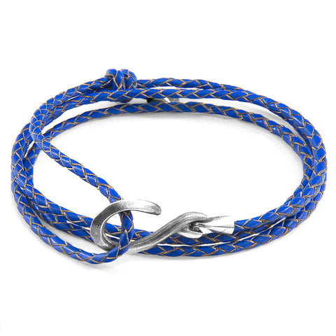 Royal Blue Heysham Silver and Braided Leather Bracelet