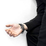 Black Liverpool Silver and Rope Bracelet
