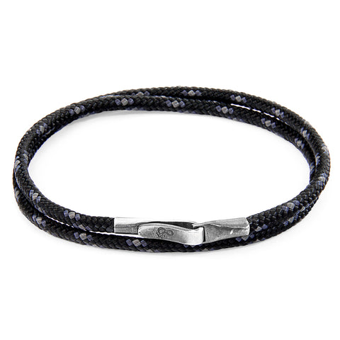 Black Liverpool Silver and Rope Bracelet
