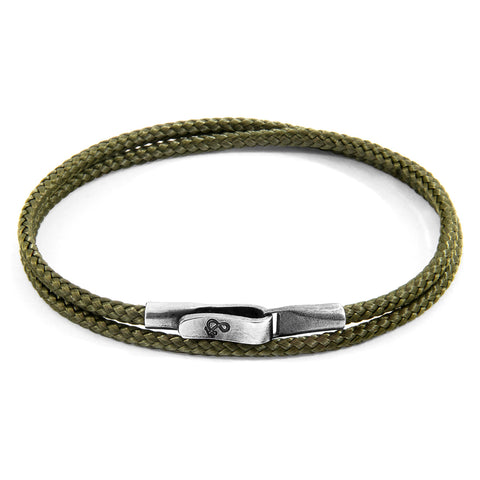 Khaki Green Liverpool Silver and Rope Bracelet