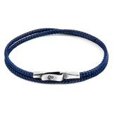 Navy Blue Liverpool Silver and Rope Bracelet