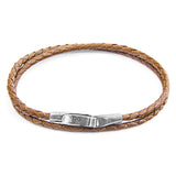Light Brown Liverpool Silver and Braided Leather Bracelet
