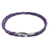 Grape Purple Liverpool Silver and Braided Leather Bracelet