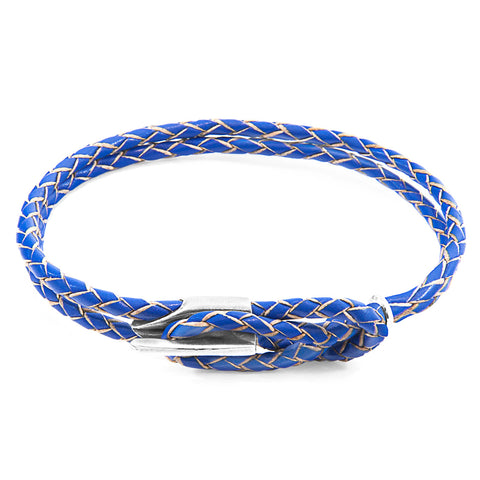Royal Blue Padstow Silver and Braided Leather Bracelet