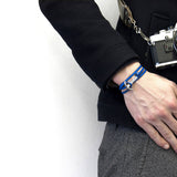 Royal Blue Clipper Silver and Flat Leather Bracelet