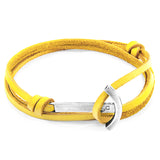Mustard Yellow Clipper Silver and Flat Leather Bracelet
