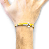 Mustard Yellow Flyak Anchor Silver and Flat Leather Bracelet