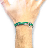 Fern Green Flyak Anchor Silver and Flat Leather Bracelet