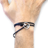 Coal Black Ketch Silver and Flat Leather Bracelet