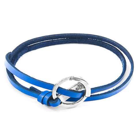 Royal Blue Ketch Silver and Flat Leather Bracelet