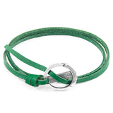 Fern Green Ketch Silver and Flat Leather Bracelet