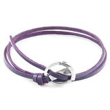 Grape Purple Ketch Silver and Flat Leather Bracelet