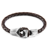 Cacao Brown Alderney Silver and Braided Leather Bracelet