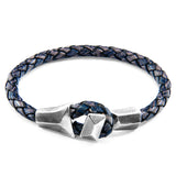 Indigo Blue Alderney Silver and Braided Leather Bracelet