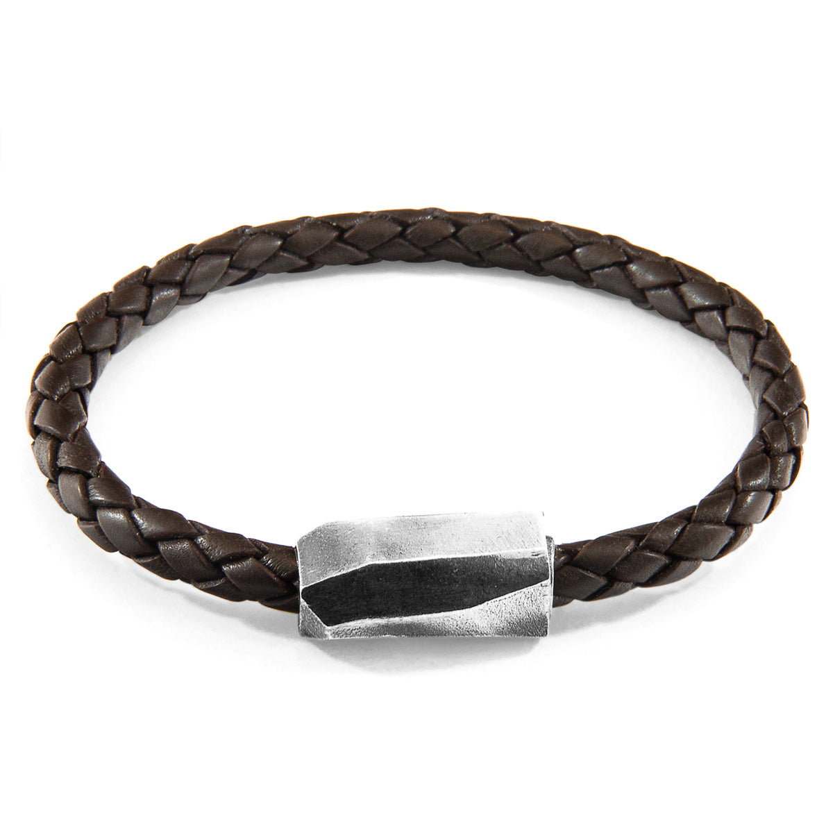 Cacao Brown Hayling Silver and Braided Leather Bracelet