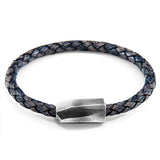 Indigo Blue Hayling Silver and Braided Leather Bracelet