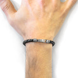 Midnight Black Skye Silver and Braided Leather Bracelet