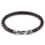 Cacao Brown Skye Silver and Braided Leather Bracelet