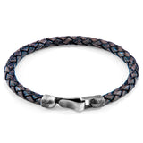 Indigo Blue Skye Silver and Braided Leather Bracelet