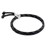 Black Pembroke Silver and Rope Bracelet