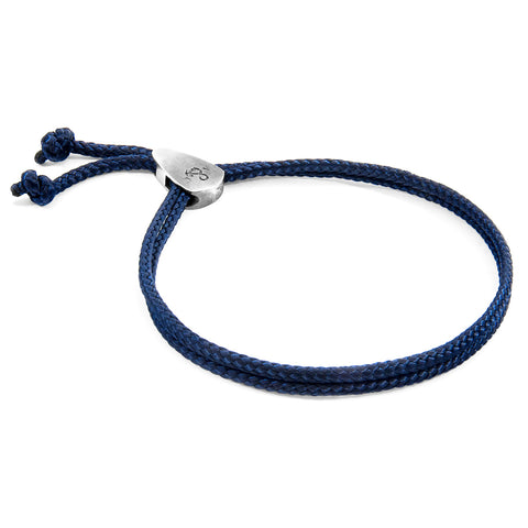 Navy Blue Pembroke Silver and Rope Bracelet